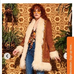 Breaking Hearts Brown Embroidered Penny Lane Coat